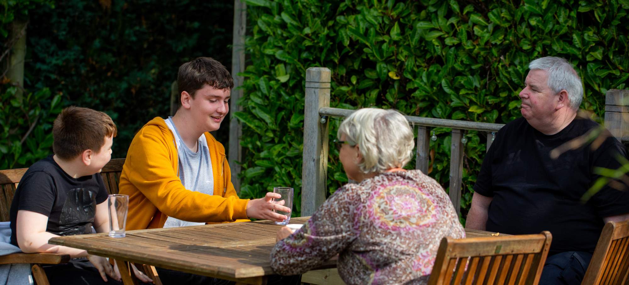 A family sitting around the table